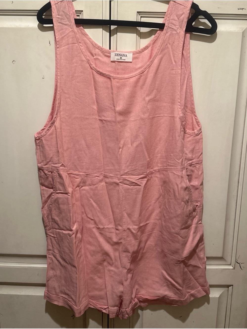 Zenana Outfitters Light Pink Tank Romper Style Top
